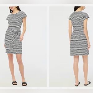 J. Crew Striped B&W Tie Waist T-Shirt Dress Large